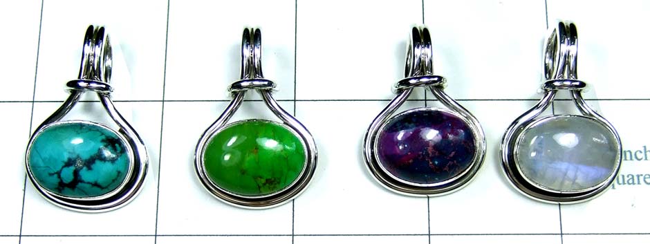 4 Pcs Cab Stone Pendants-jyp248