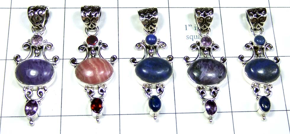 5 Pcs Cab Stone Pendants-jyp298