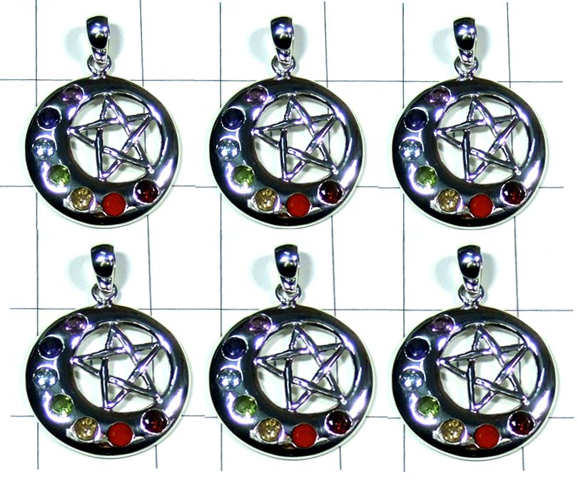 Silver star Pendants 6 pcs-jyp481