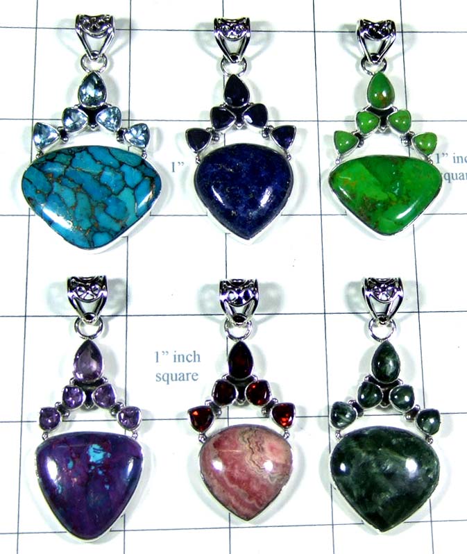 6 Pcs silver Pendants-jyp489