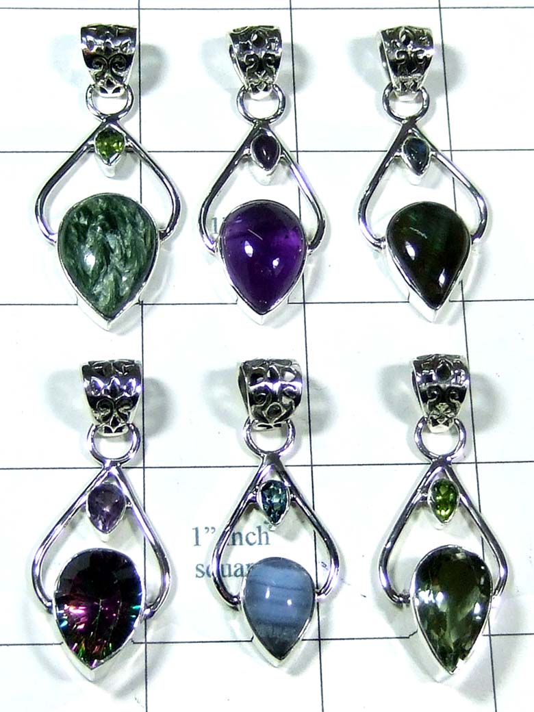 6 Pcs silver Pendants-jyp490