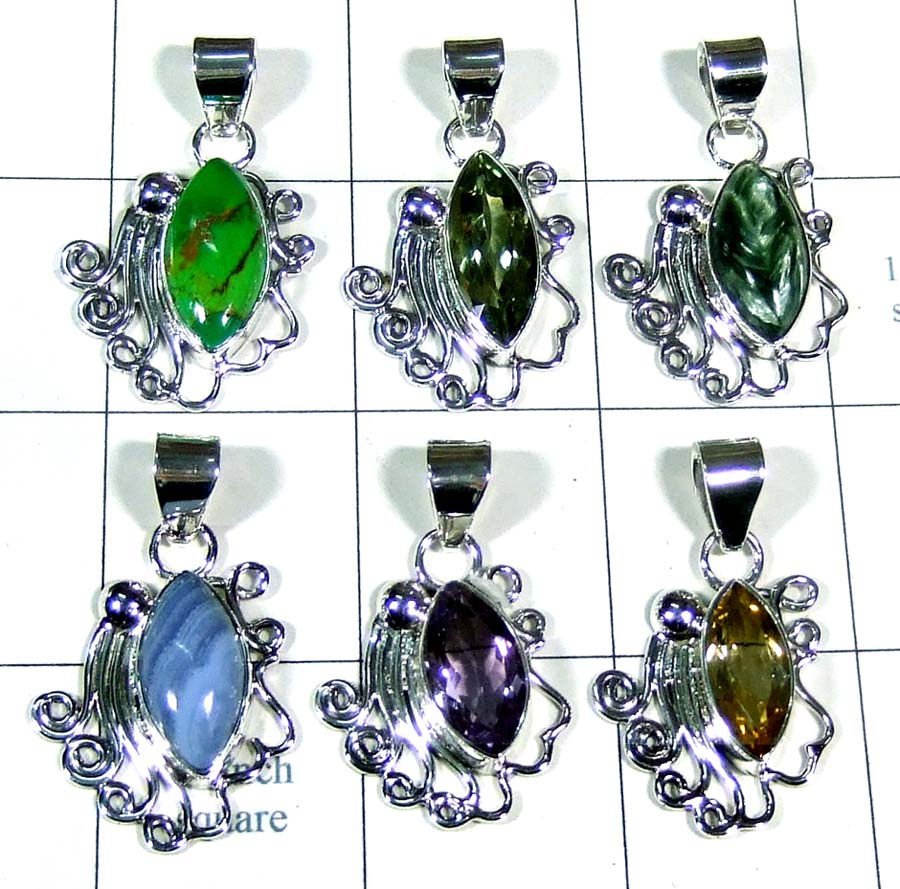 6 Pca silver gems Pendant-jyp492