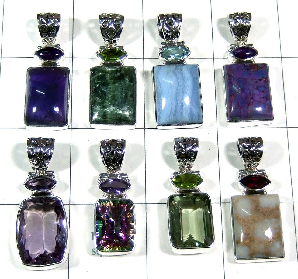 8 Pcs handmade silver Pendants-jyp494