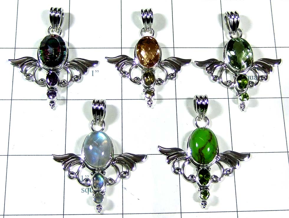 5 Pcs silver wings Pendants-jyp498