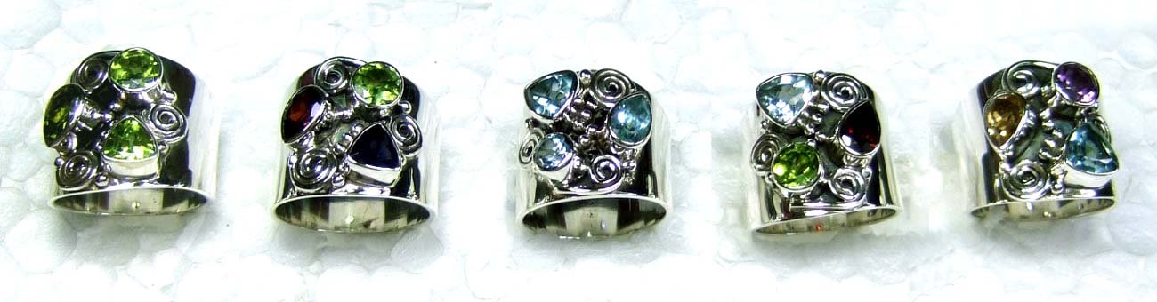 5 Pcs Cut Stone Rings-jyr093
