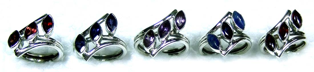 5 Pcs Cut Stone Rings-jyr159