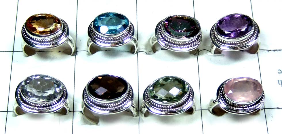 8 Sterling silver Cut stone Rings-jyr161