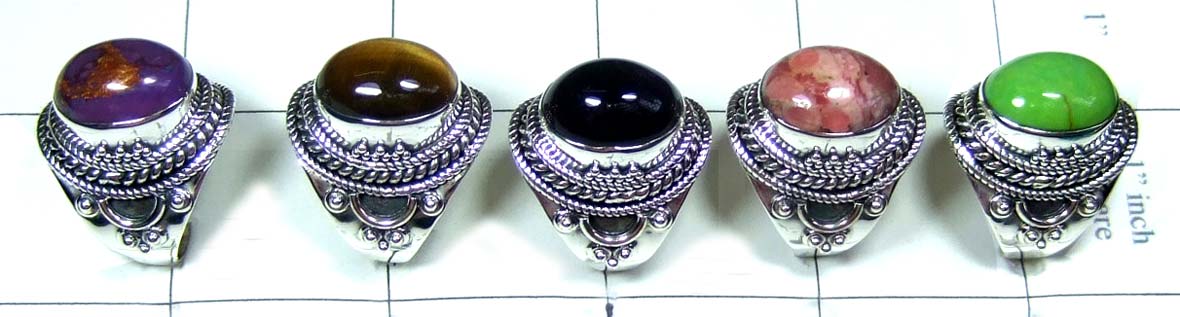 5 Pcs Sterling silver Cab Rings-jyr163