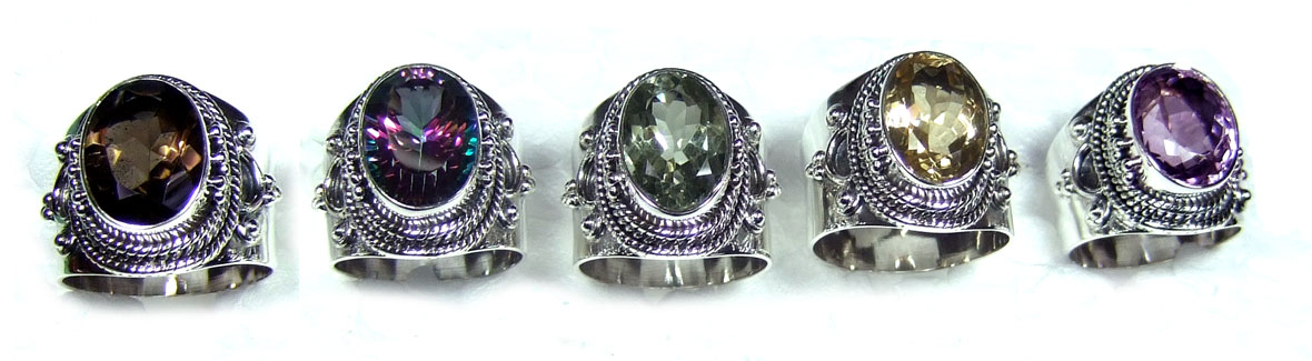 5 Pcs Sterling silver Cut Rings-jyr164