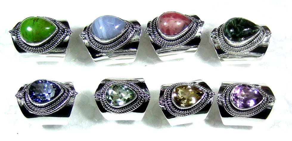 4 Pcs Sterling gems  Rings - jyr192