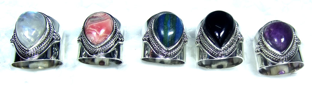 5 Pcs Sterling silver gems Rings - jyr195