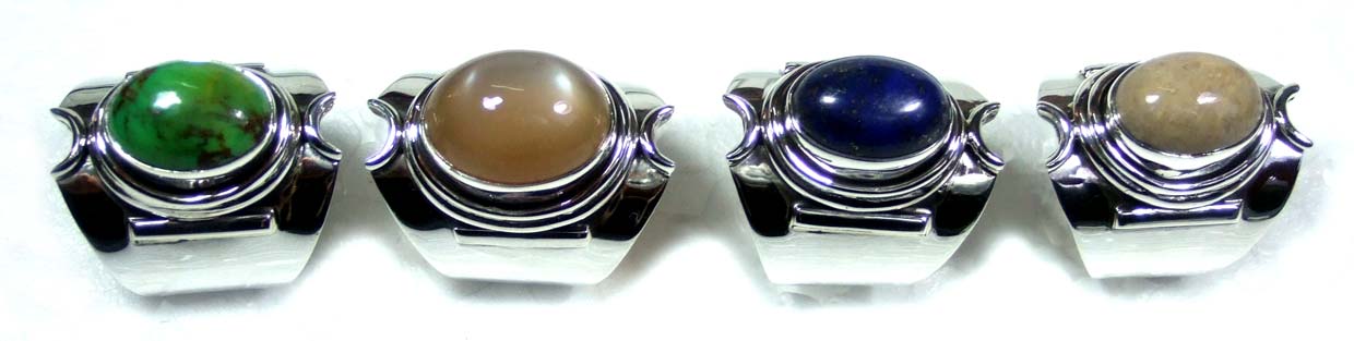 4 Pcs Beautiful silver gems Rings - jyr196