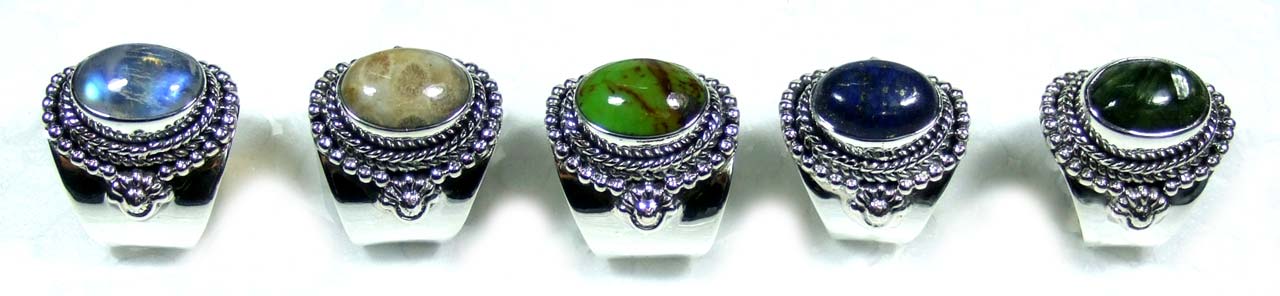5 Pcs Color gemstone Rings - jyr198