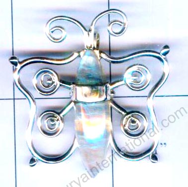 Silver shining butterfly moonstone pendent-nscsp142
