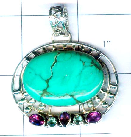 Silver royal turquoise pendent-nscsp189