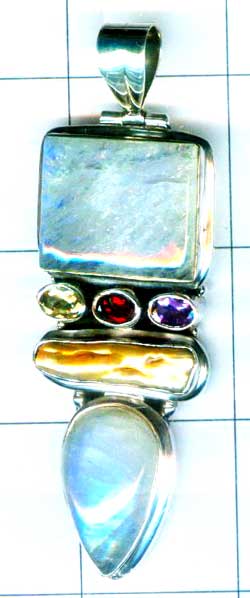Silver multi stone pendent-nsnavp019