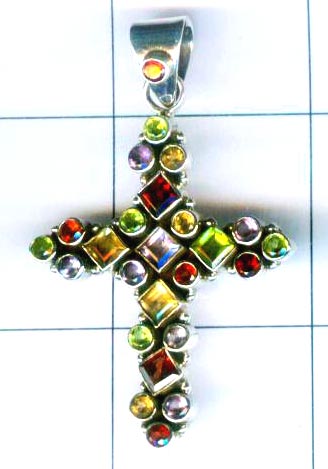 Silver multi cut cross pendent-nsnavp060