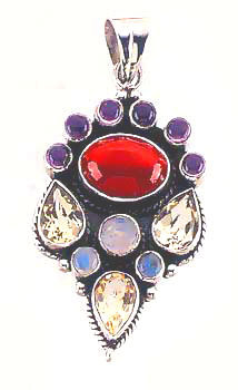 Multi Stone Designer Pendant-SSQBP208
