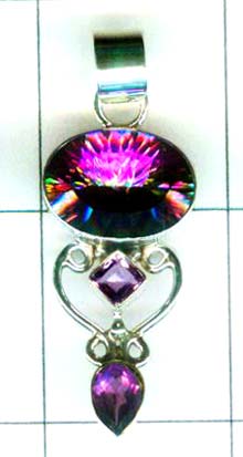 Silver Mystic Quartz Pendants-ss4p010