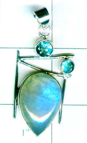 White Rainbow Moonstone Pendant-ss4p017
