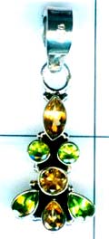 wholesale silver peridot & citrine gemstone Pendant-ss4p134