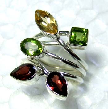 Handmade Sterling silver gems Ring-ss4r129