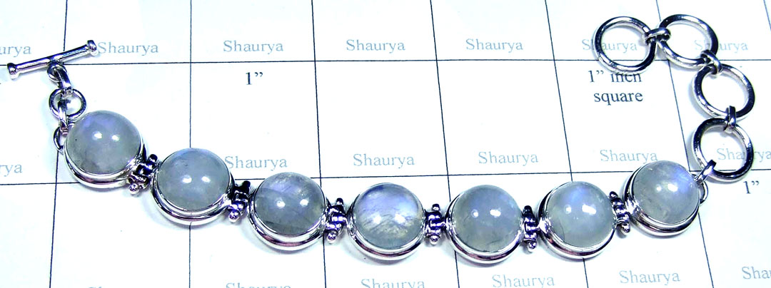 Rainbow Moonstone silver gems Bracelet-ss5b029