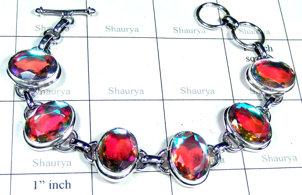 Silver Rainbow Mystic gems Bracelet-ss5b035