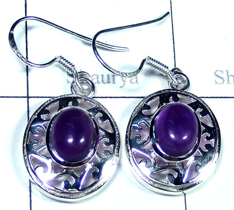 Silver Amethyst cabochon Earring-ss5e156