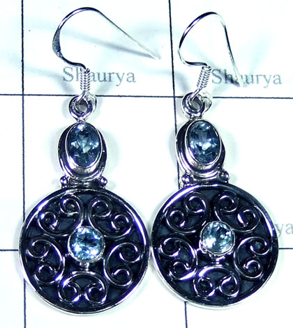 Silber Blue Topaz Earring-ss5e222