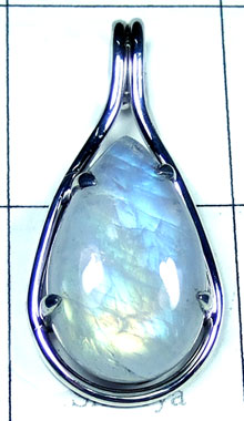 Sterling silver Rainbow Moonstone Pendant-ss5p163