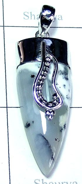 Silver Dendritic Agate Pendant-ss5p172