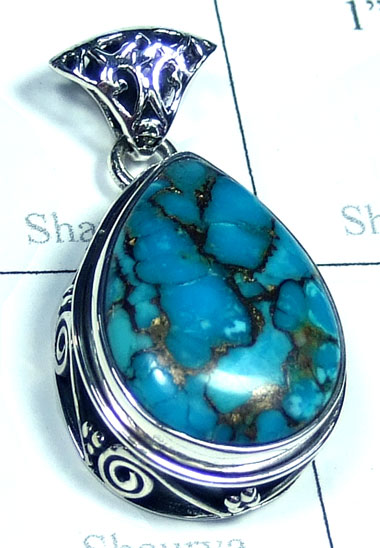 Blue copper gemstone Pendant-ss5p203