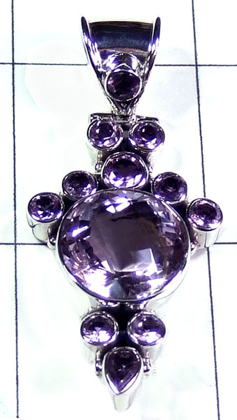 Sterling silver Amethyst Pendant-ss5p279