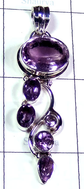 Wholesale silver Amethyst cut Pendant-ss5p281