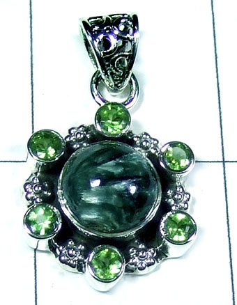 Silver cut Cab Pendant-ss5p297