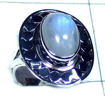 Rainbow Moonstone Silver Ring-ss5r126