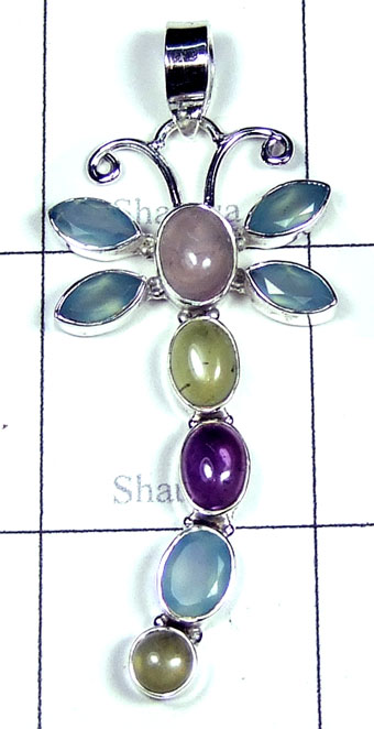 Silver Butterfly gems Pendant-w9p264