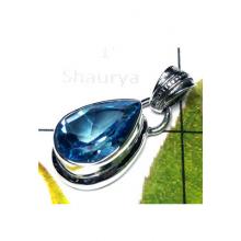 Blue Topaz gems silver Pendant-BTP005