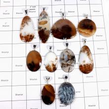 CBP938-10 Pcs. Glamorous Russian Dendrite Gemstone 925 Sterling Silver Wholesale Pendants