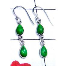 Plain Silver Green Turquoise Bejel Earring-IBE027