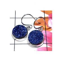 Beautiful flat Drusy gems silver Earring-IDE025