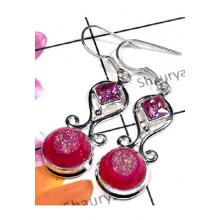 Wholesale silver Window Drusy Earring-IDE027