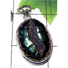 Carving titanium Drusy Pendant-IDP001