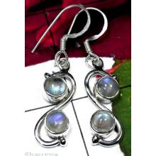 Rainbow moonstone silver Earring-IRE010