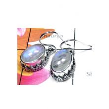 Blue Fire Moonstone rainbow with 925 silver Earring-IRE011