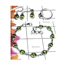 Faceted peridot gems silver Set-ISET025