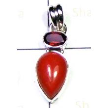 Red Coral gemstone Pendant-LCP008M
