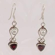 QCE063 Pearl and Faceted Garnet-SSQCE063