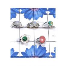 RBS836-925 Sterling Silver Multi Cab Gemstone Wholesale Lot 5 Pcs Trendy Ring